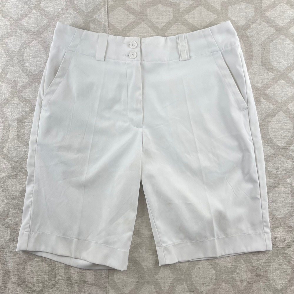 Nike Golf‎ Womens White Dri-FIT Bermuda Shorts Size 4 Performance Activewear